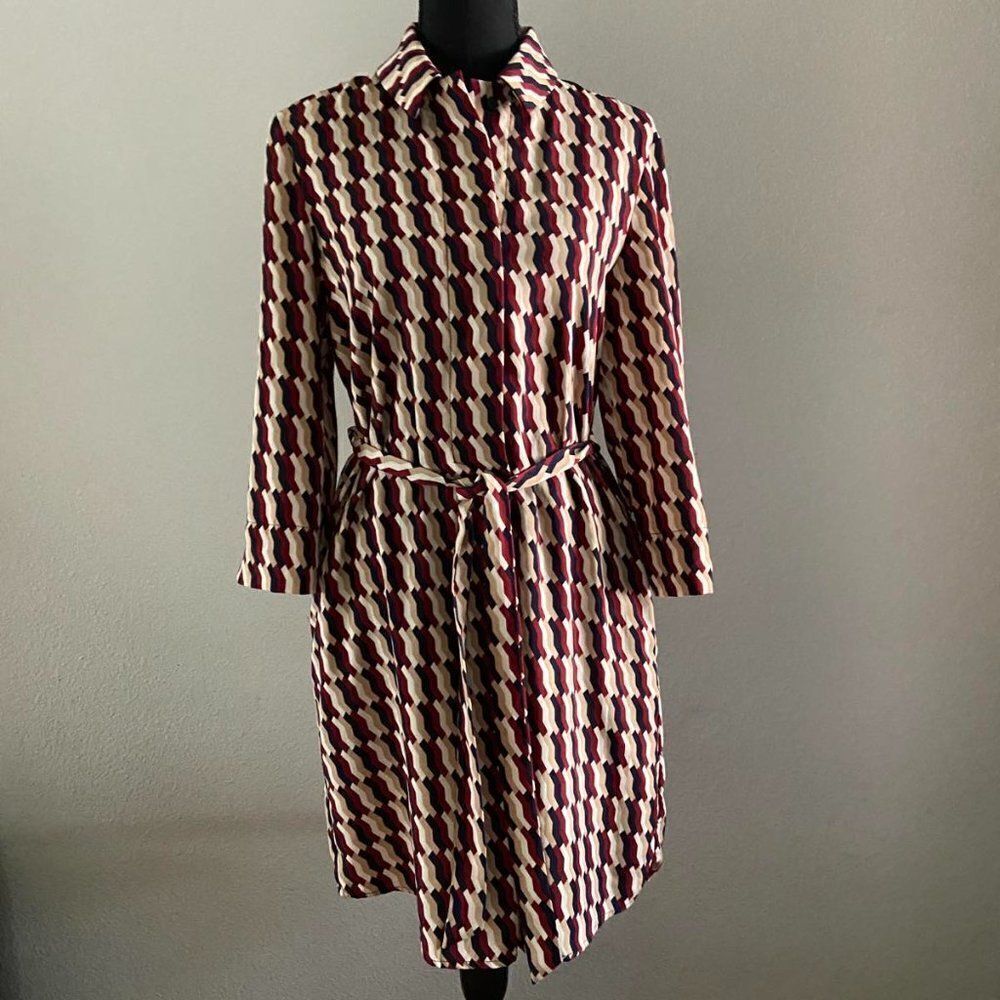 Button-down Shirt Dress Dress Forum Geometric Print Long Sleeve size S